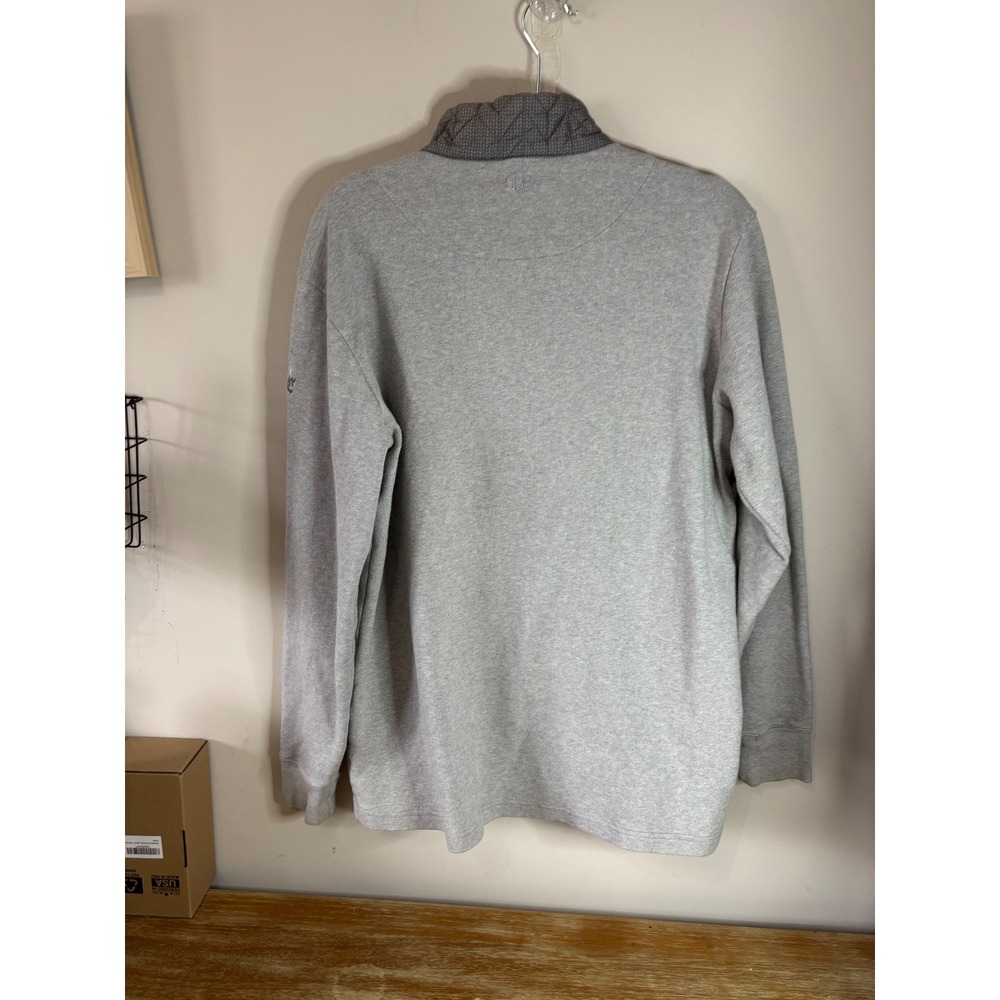 Straight Down Mens Gray Quilted Front 1/4 Zip Pullover Golf Sweater 100% Cotton - Picture 2 of 9